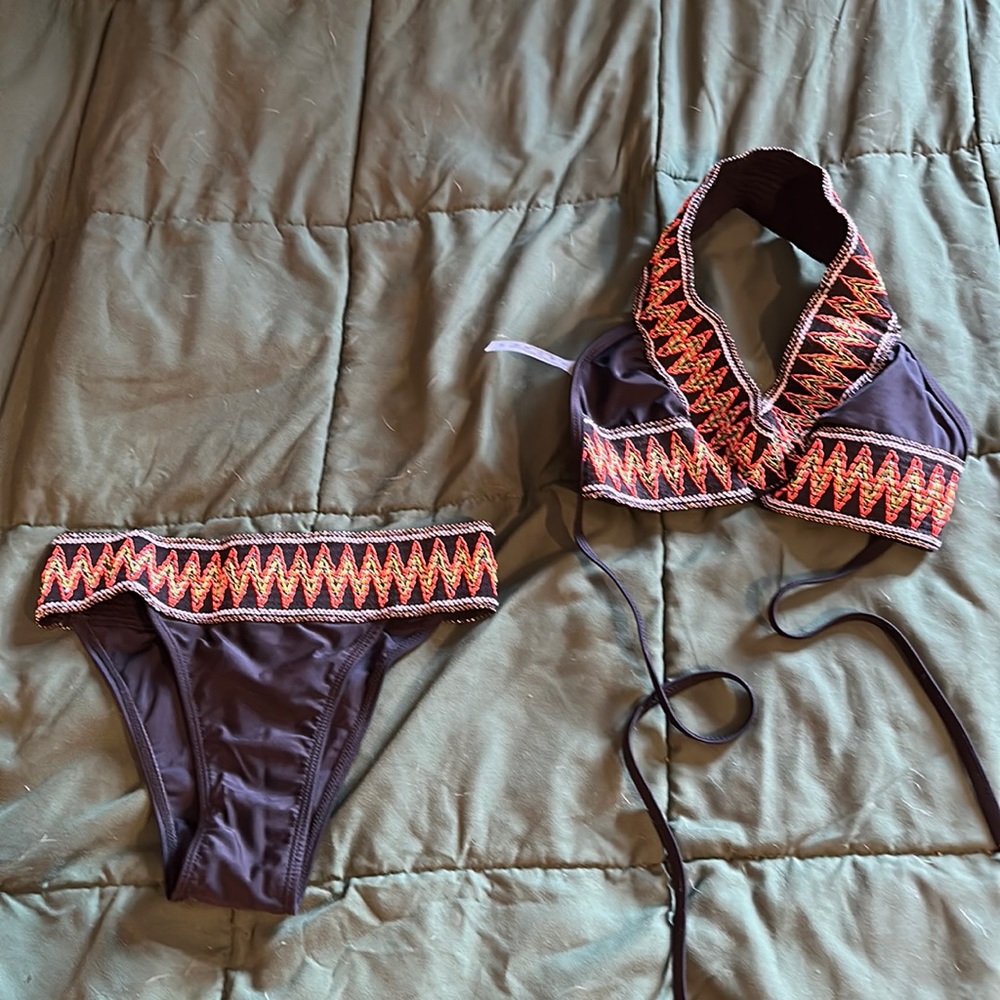Small SHEIN black bikini with neon pattern